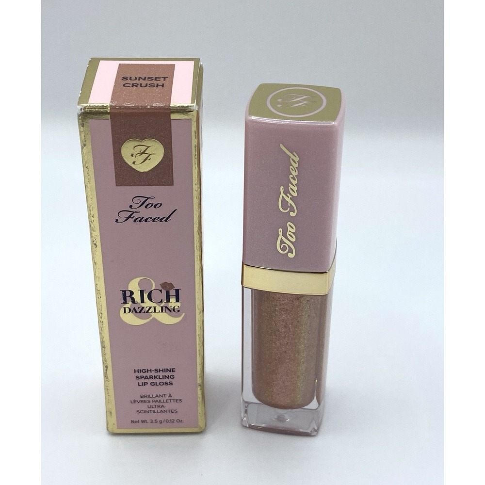 TOO FACED Rich Dazzling SUNSET CRUSH High Shine Sparkling Lip Gloss Mini‎ NIB - Picture 5 of 7